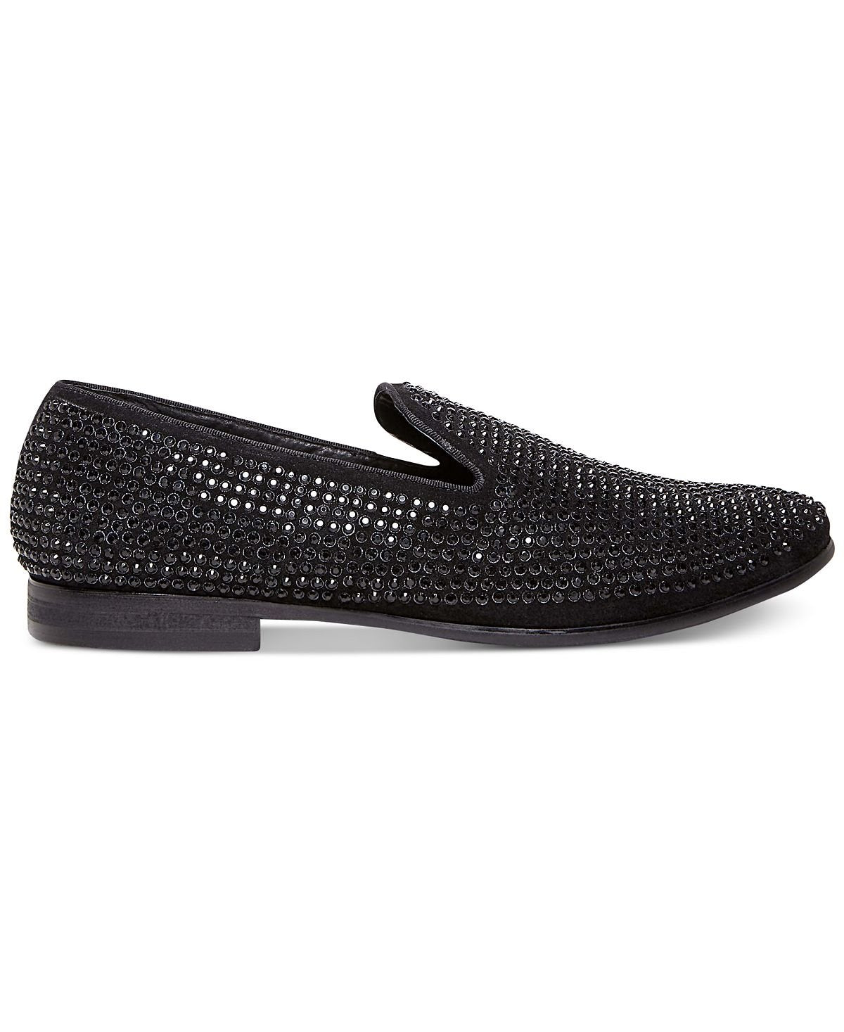 Men's caviar rhinestone smoking slippers Steve Madden, black