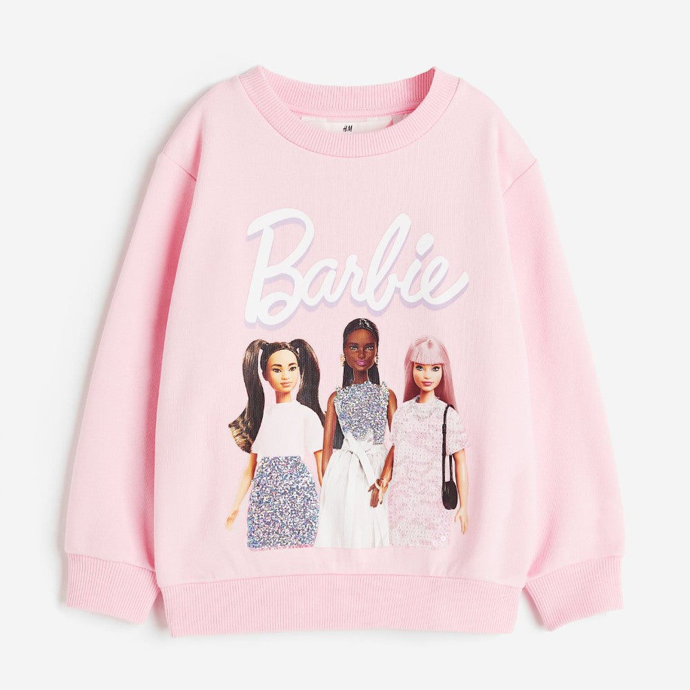 H&M Kids Printed Barbie Sweatshirt, light pink