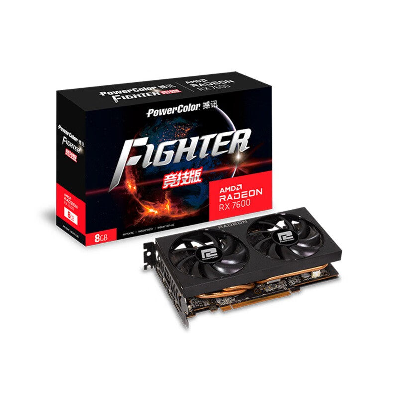 Video card PowerColor AMD Radeon RX 7600 Fighter, RX7600 8G-F, 8 GB, black