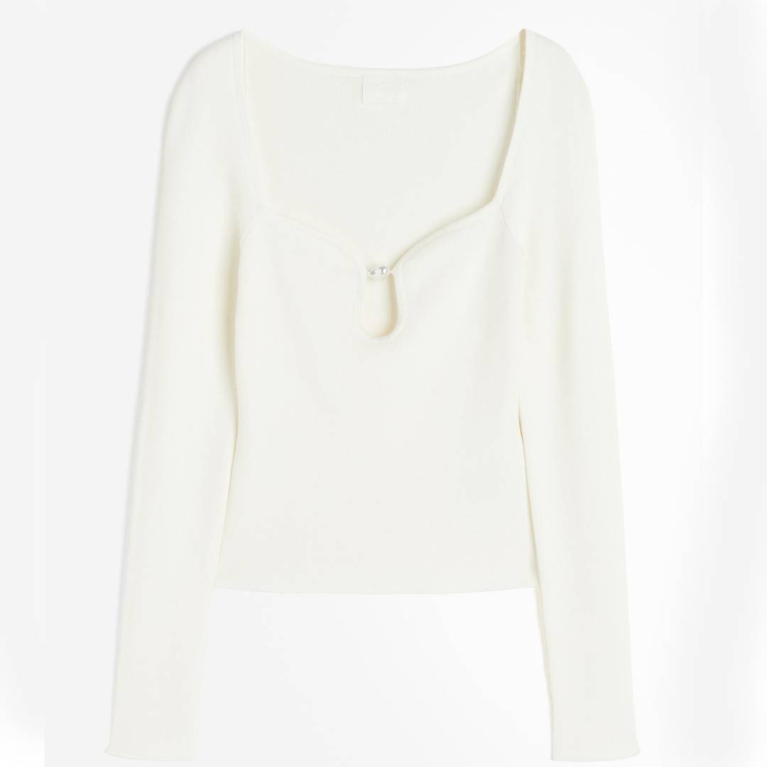 Top with bead H&M, white