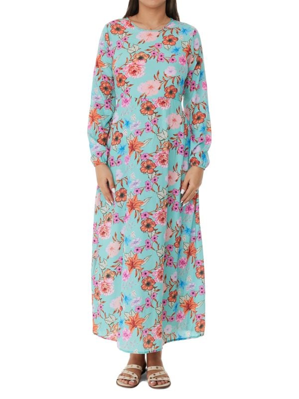 Ranee's Tie Back Floral Midi Dress, Light Blue