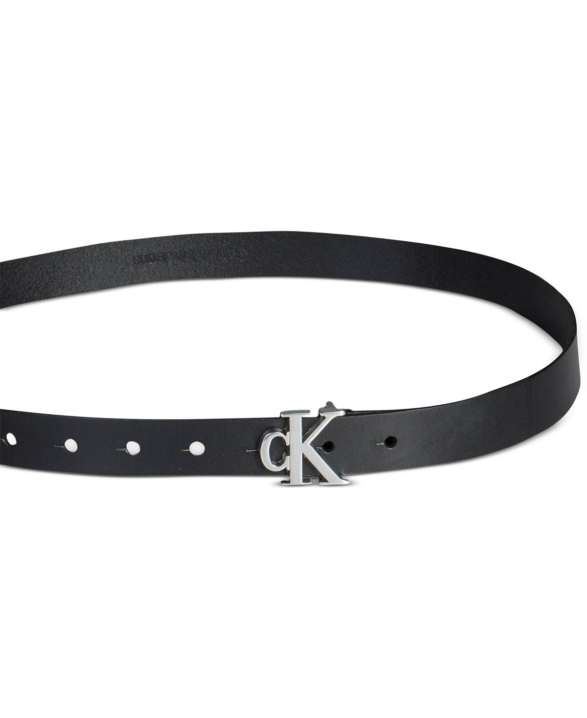 Calvin Klein Women's Narrow Monogram Buckle Belt Black