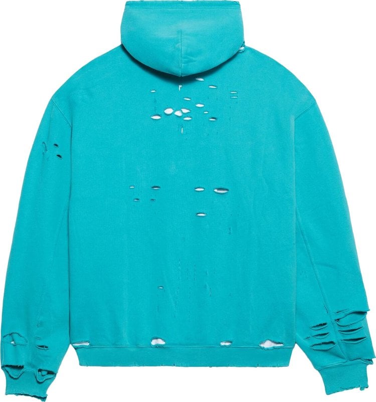 Balenciaga Destroyed Hoodie 'Turquoise/White', blue