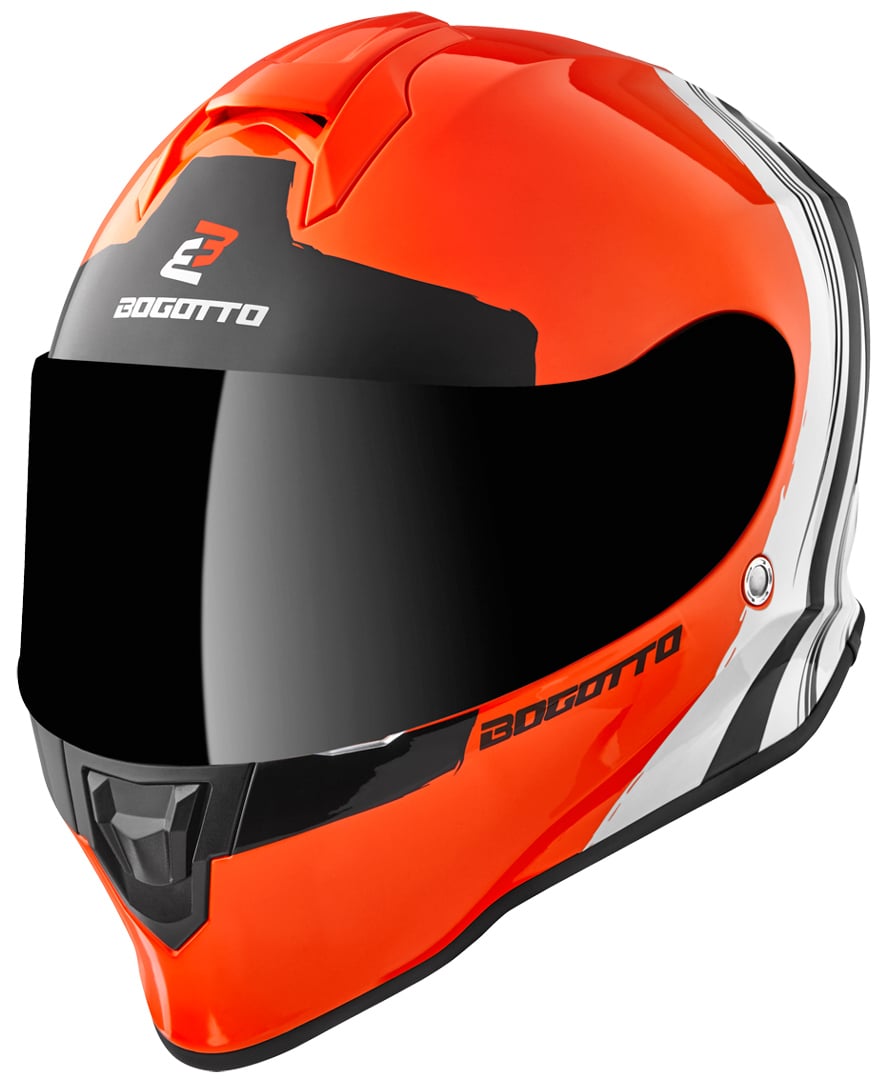 Bogotto V151 Wild-Ride Helmet with Removable Liner, Orange/Black/White