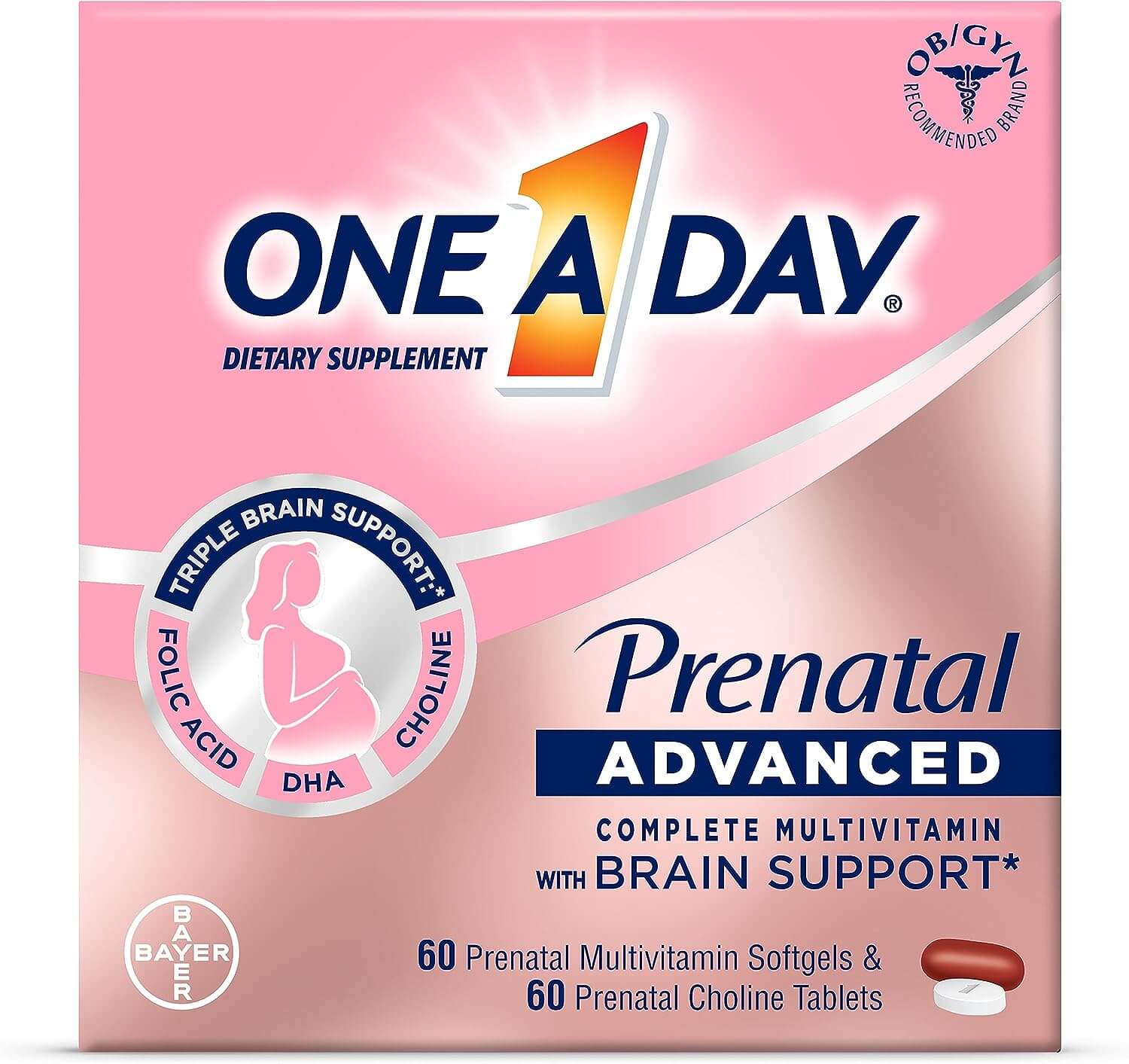 One-A-Day Prenatal Advanced Complete Multivitamin, 60 capsules + 60 tablets