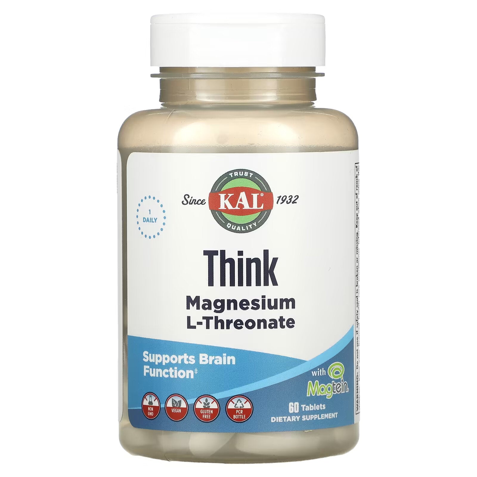 KAL, Magnesium L-Threonate for Brain Improvement, 2000 mg, 60 Tablets