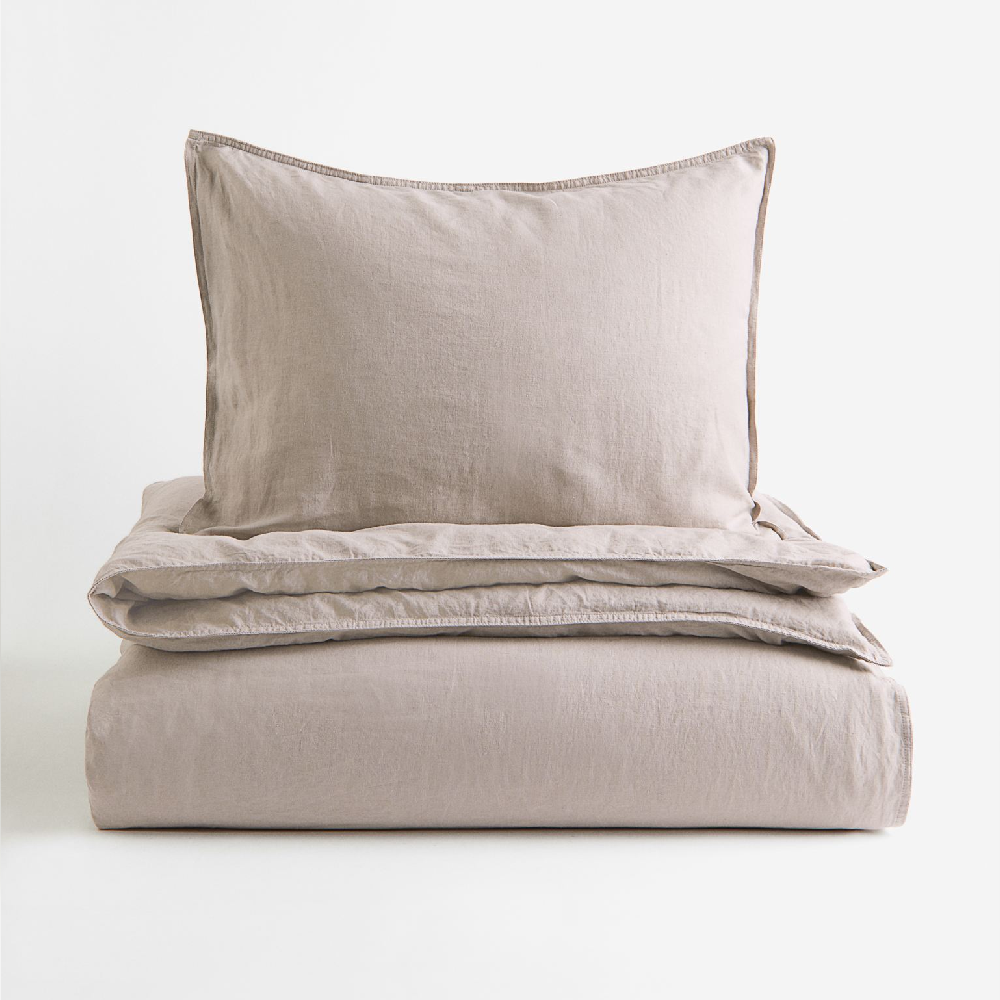 Single bed linen set H&M Home Linen-blend, taupe