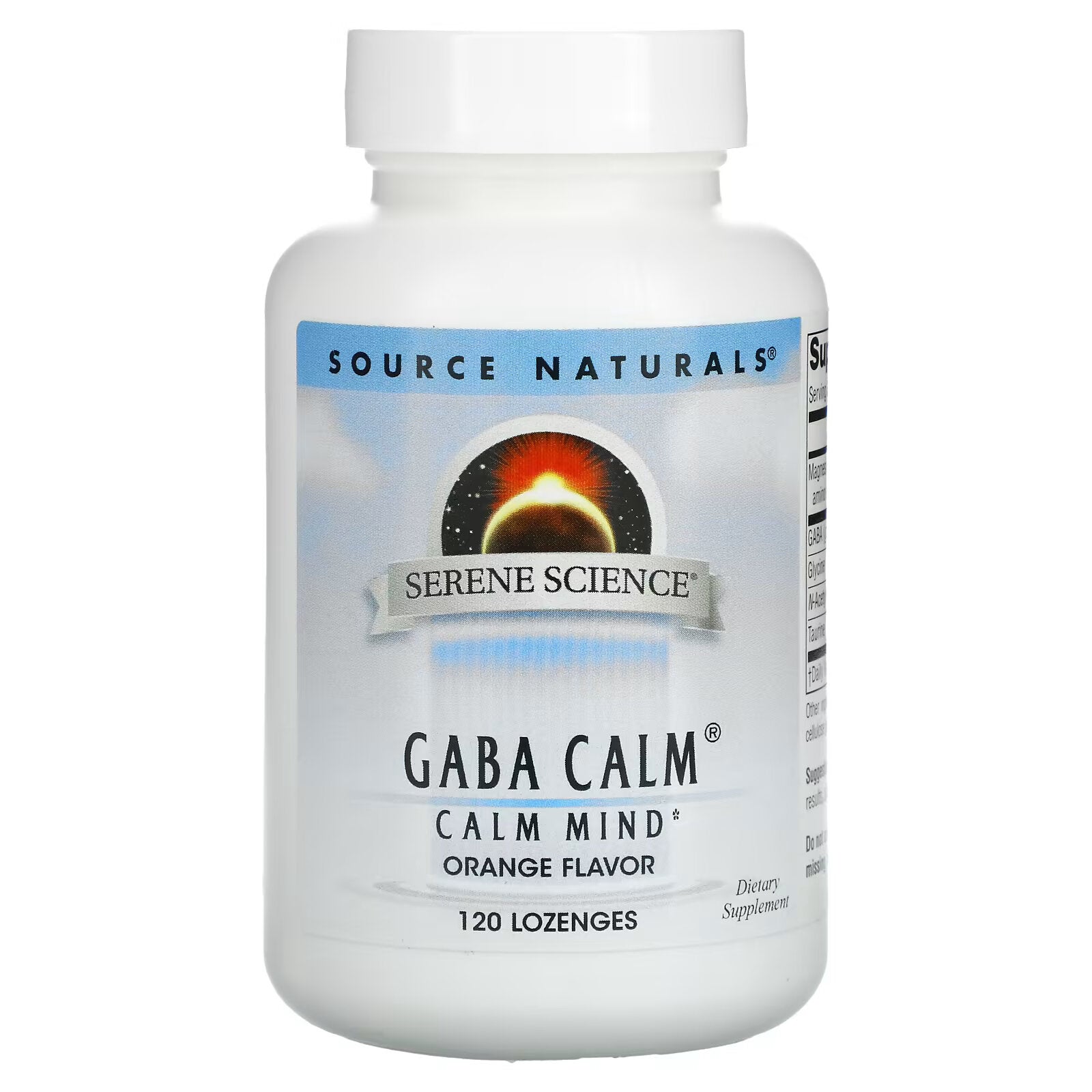 Source Naturals, GABA Calm, GABA, نكهة البرتقال، 120 قرص استحلاب