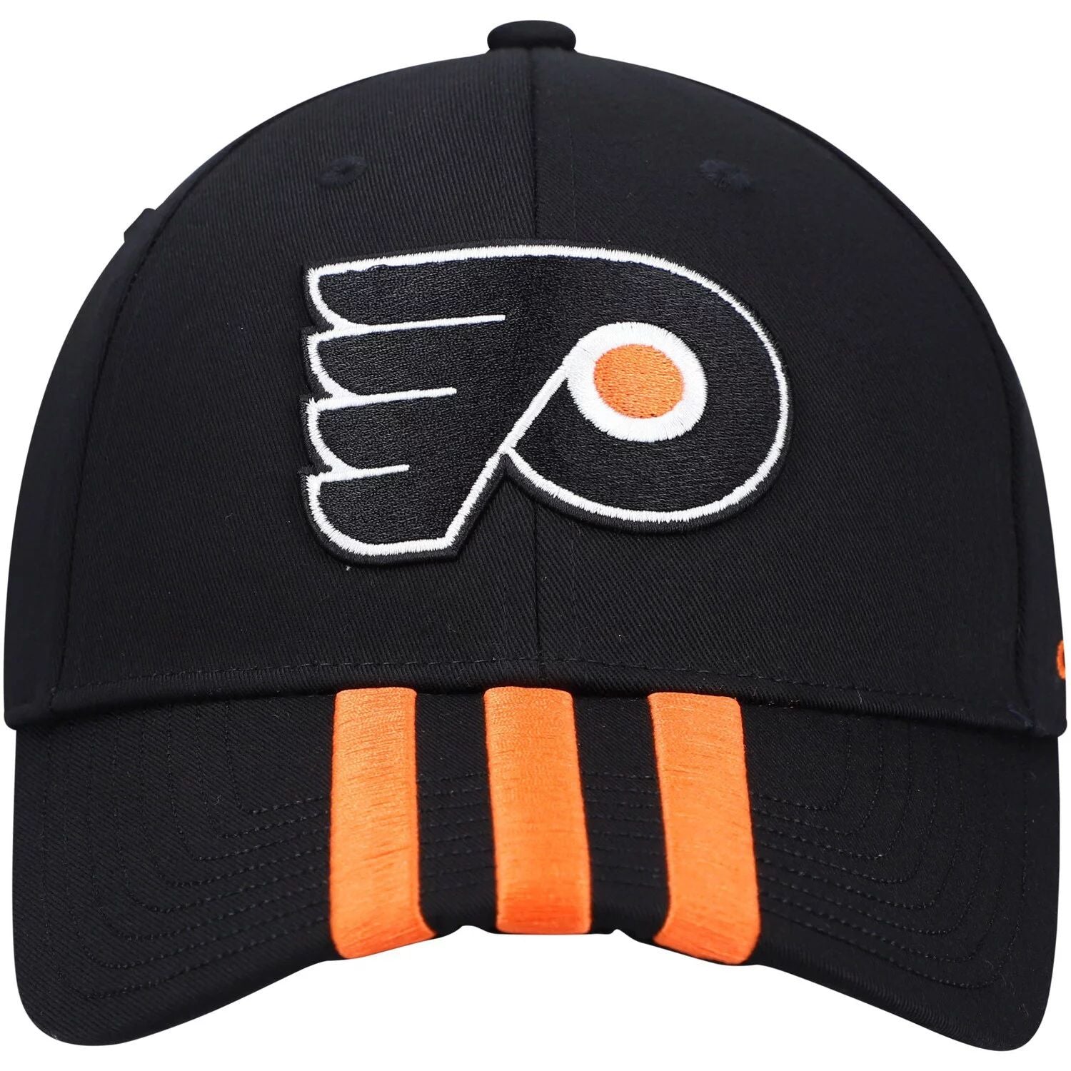 قبعة adidas Philadelphia Flyers للرجال باللون الأسود قابلة للتعديل بثلاثة خطوط