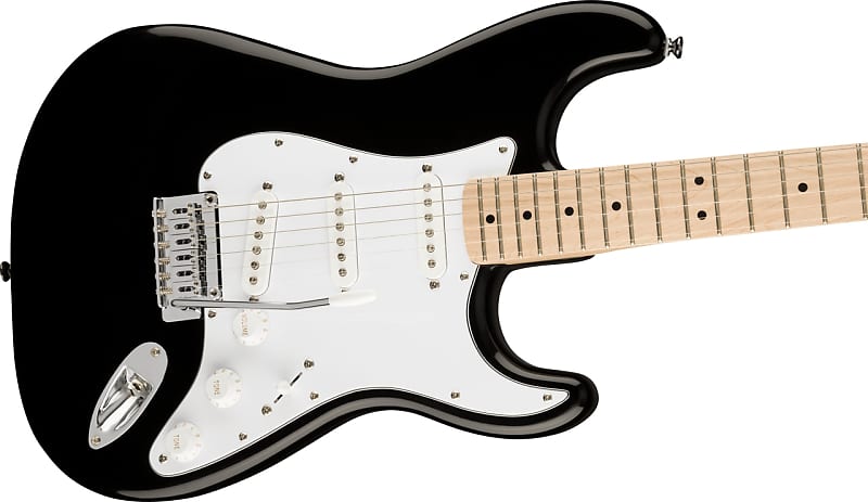 جيتار Squier Affinity Series Stratocaster بلوحة أصابع من خشب القيقب، وواقي ريشة أبيض، وواقي أسود