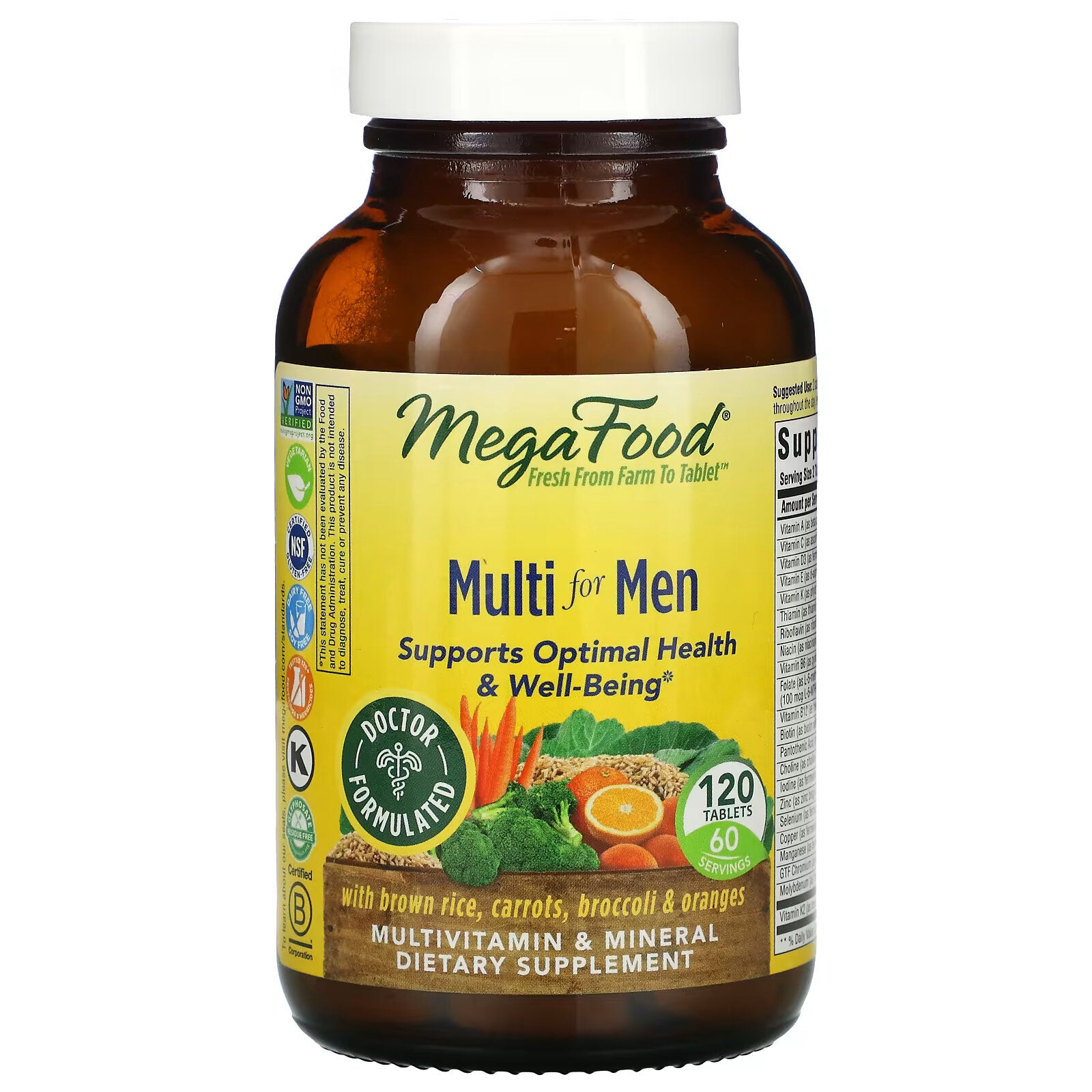 MegaFood, complex of vitamins and microelements for men, 120 tablets