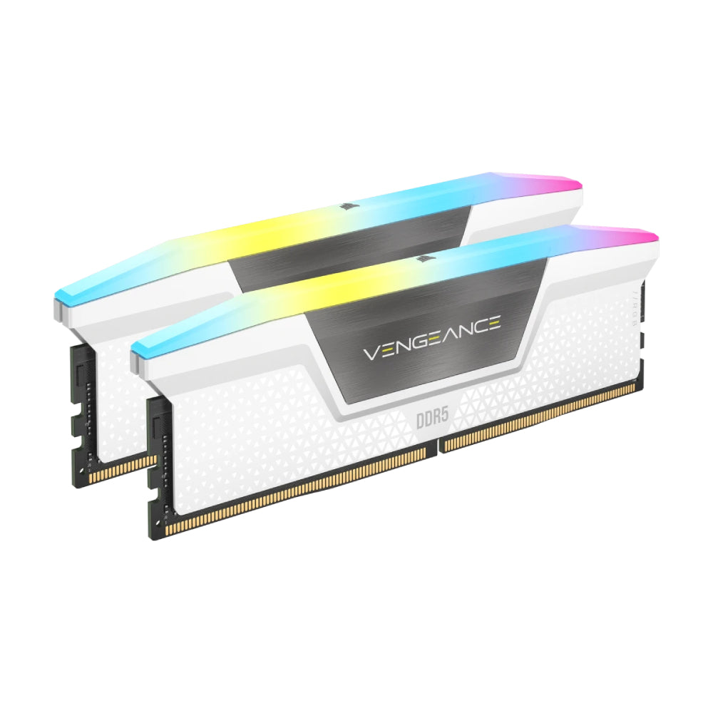 CORSAIR Vengeance RGB RAM, 64 GB DDR5 (2x32 GB), 6000 MHz, CL40, CMH64GX5M2B6000C40W, white