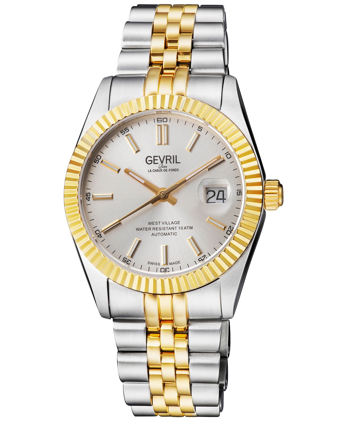 West Village Men's Swiss Automatic Two Tone Watch with Stainless Steel Bracelet SS IPYG , 40 mm Gevril