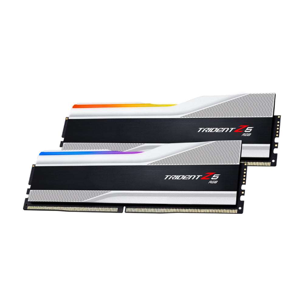 ذاكرة الوصول العشوائي G KILL Trident Z5 RGB، 32 جيجابايت DDR5 (2x16 جيجابايت)، 7200 ميجا هرتز، CL34، F5-7200J3445G16GX2-TZ5RS فضية