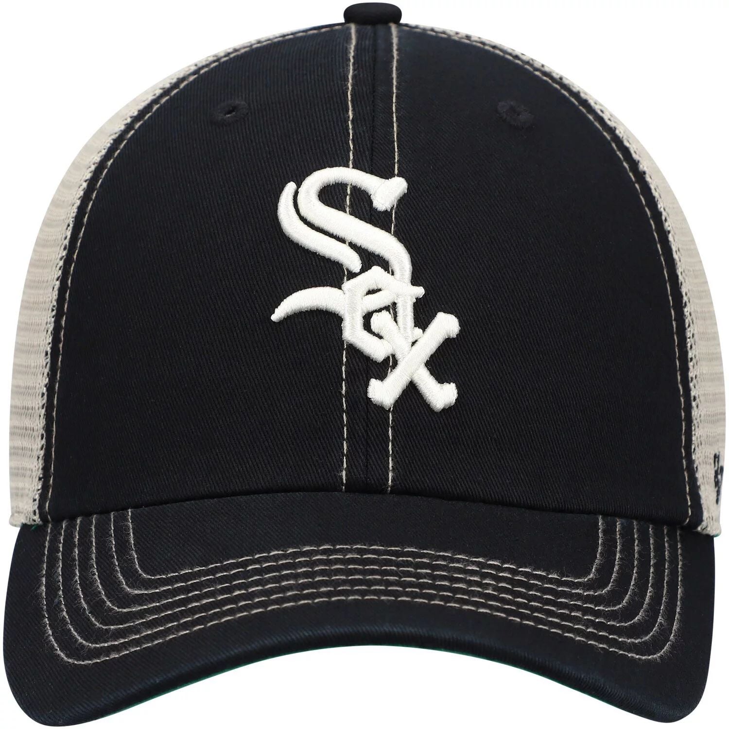 قبعة '47 سوداء للرجال من Chicago White Sox Trawler Clean Up Trucker Snapback