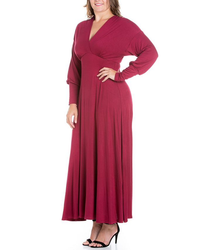 Women's Plus Size Bishop Sleeve Maxi Dress 24seven Comfort Apparel violet