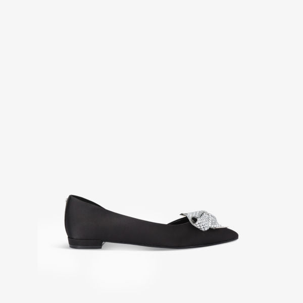 Regal satin ballet flats with Carvela bow, black