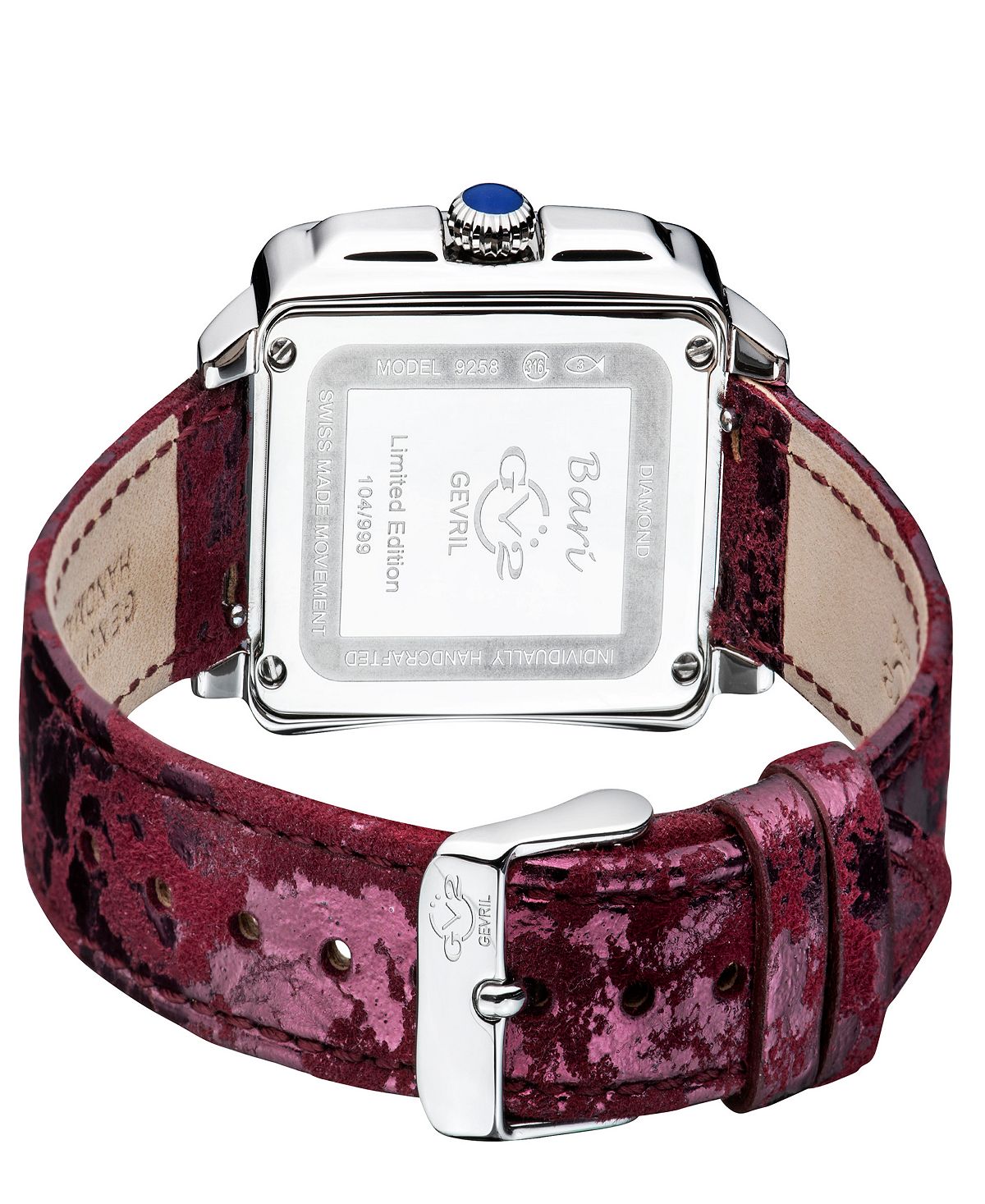 Women's watches Bari Tortoise, Swiss quartz, Italian with red leather strap, 34 mm Gevril