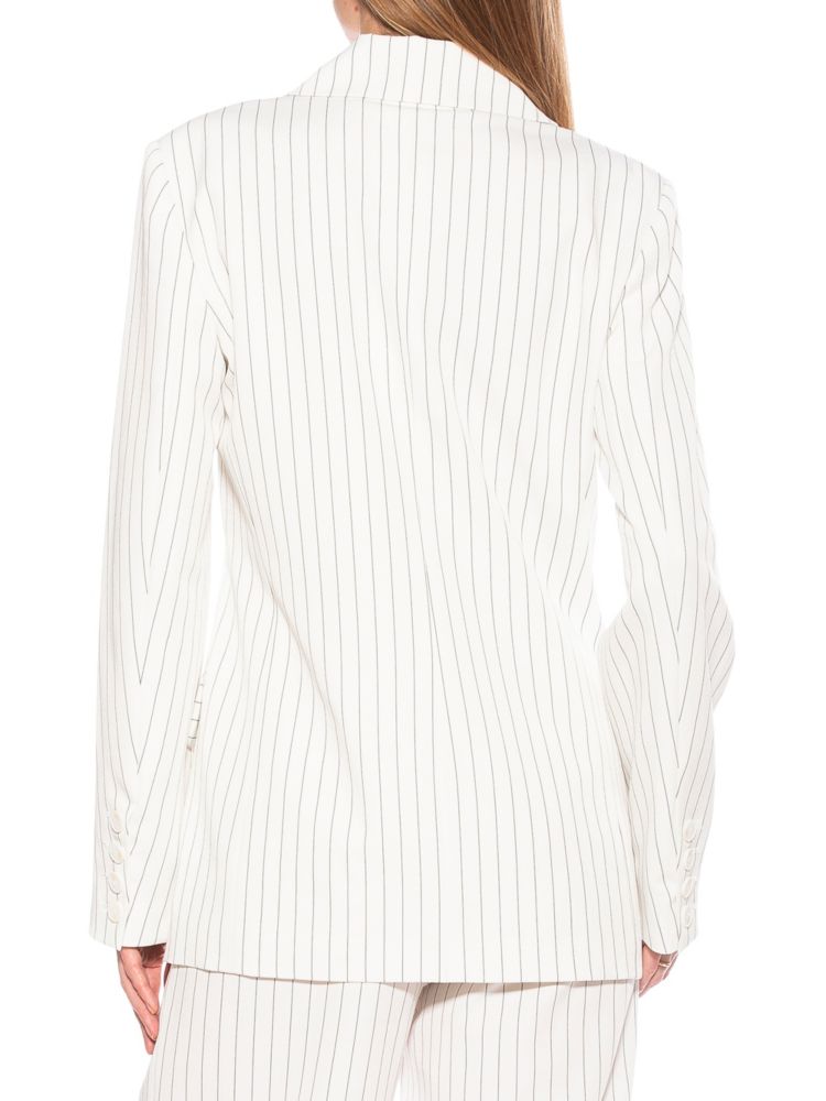 Alexia Admor Double Breasted Pinstripe Blazer in Gray Stripe