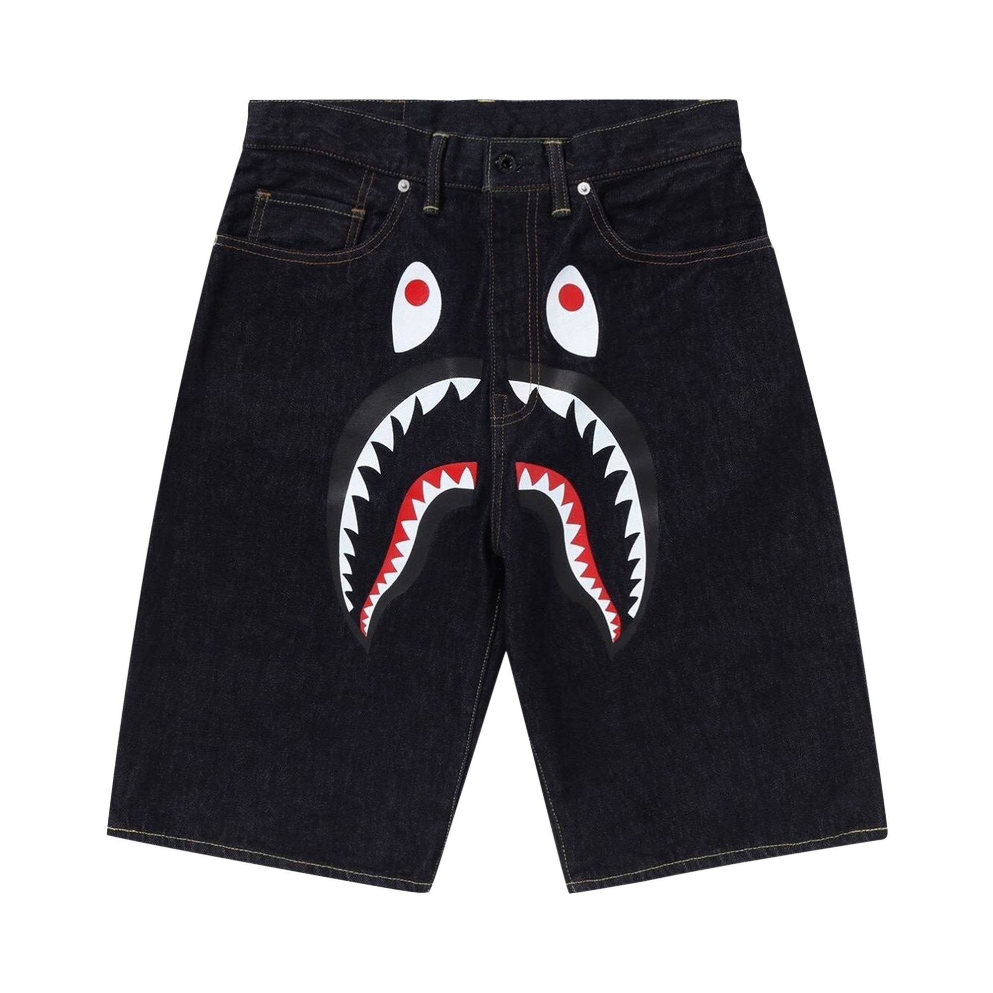 شورت جينز من BAPE Shark، أزرق داكن/نيلي