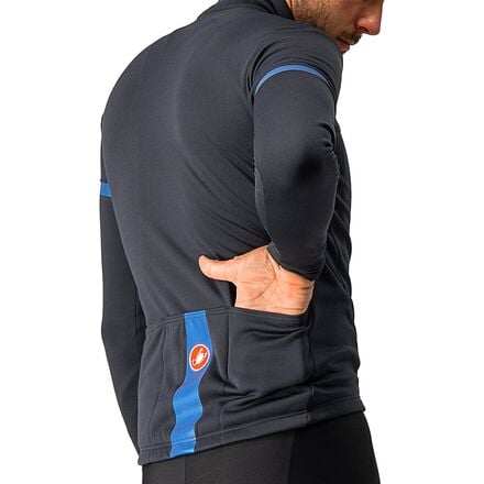 Fondo Jersey Full Zip Long Sleeve Men's Castelli Light Black/Blue Reflex color