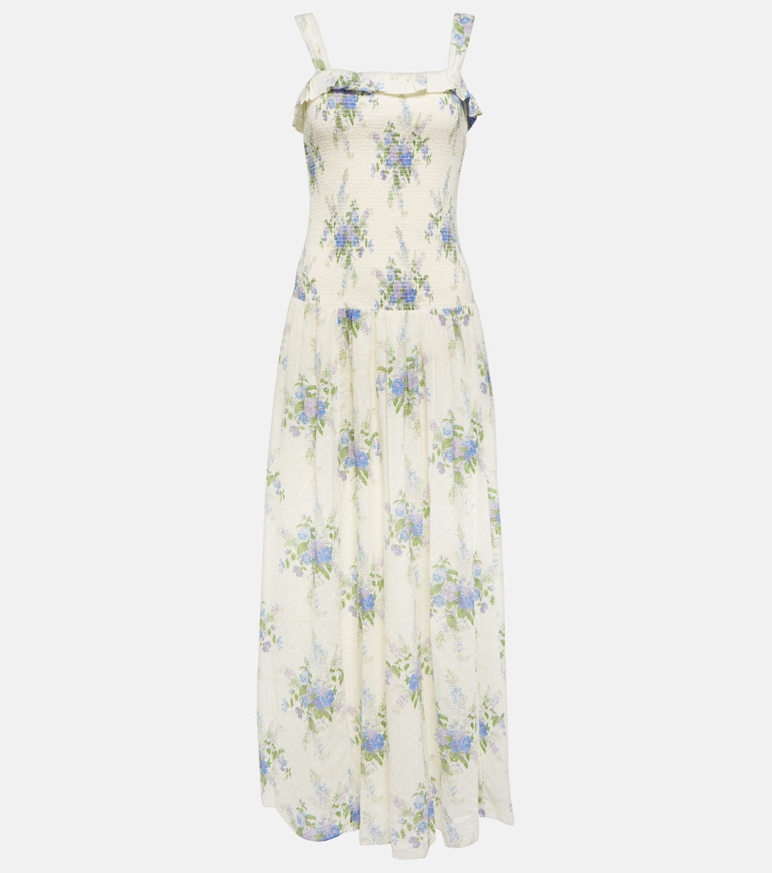 Bello ruched maxi dress LOVESHACKFANCY, white