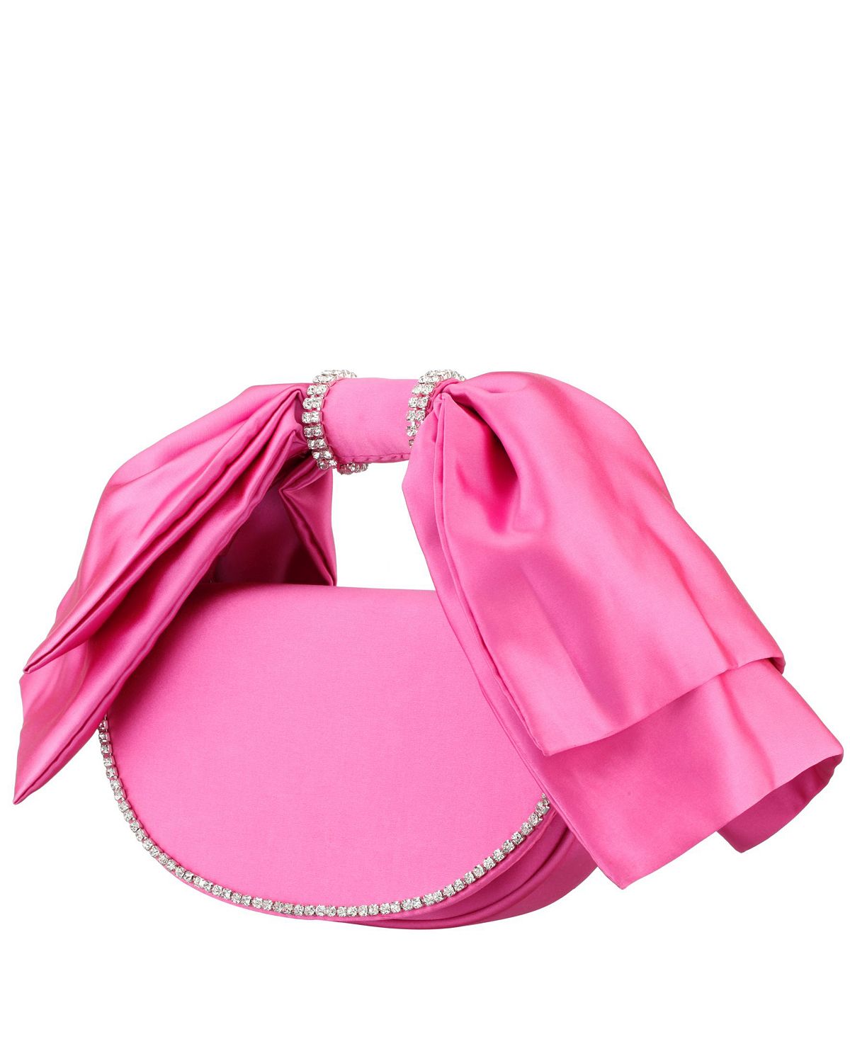 Women's satin clutch with bow and crystals Nina, pink