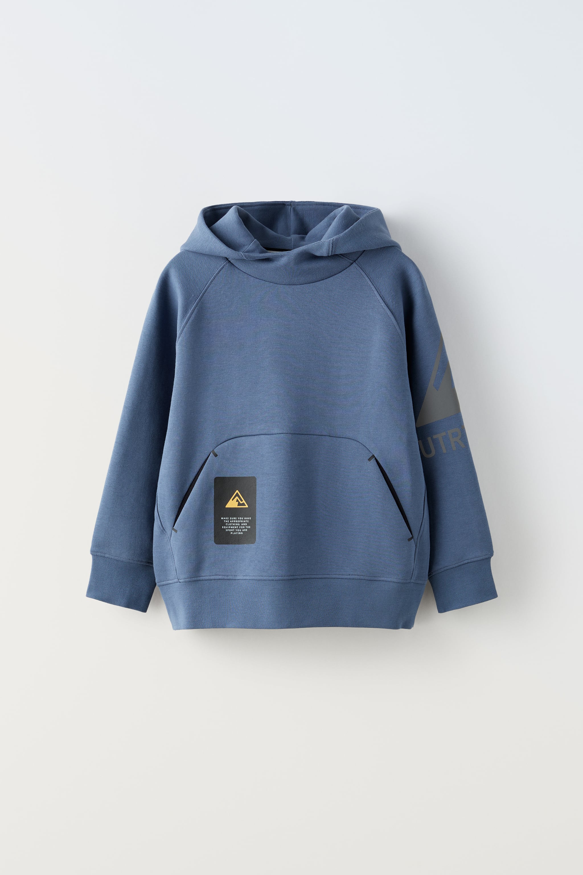 Zara Sports Plush Hoodie, Medium Blue