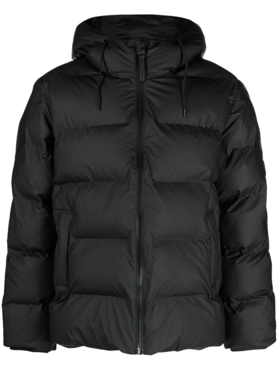 Rains Alta down jacket with hood, black