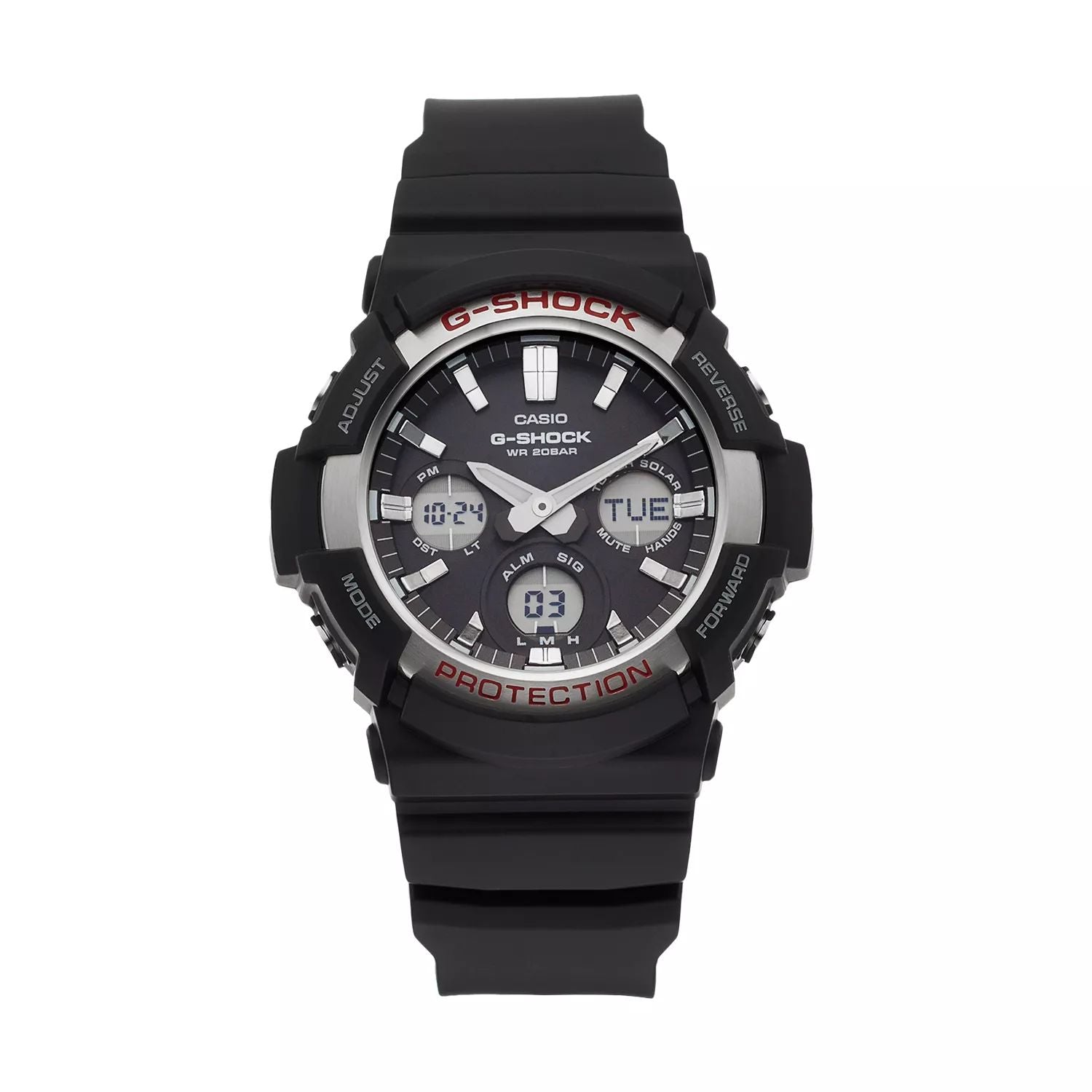 ساعة G-Shock Tough Solar للرجال انالوج-رقمي تعمل بالطاقة الشمسية - GAS100-1A من كاسيو