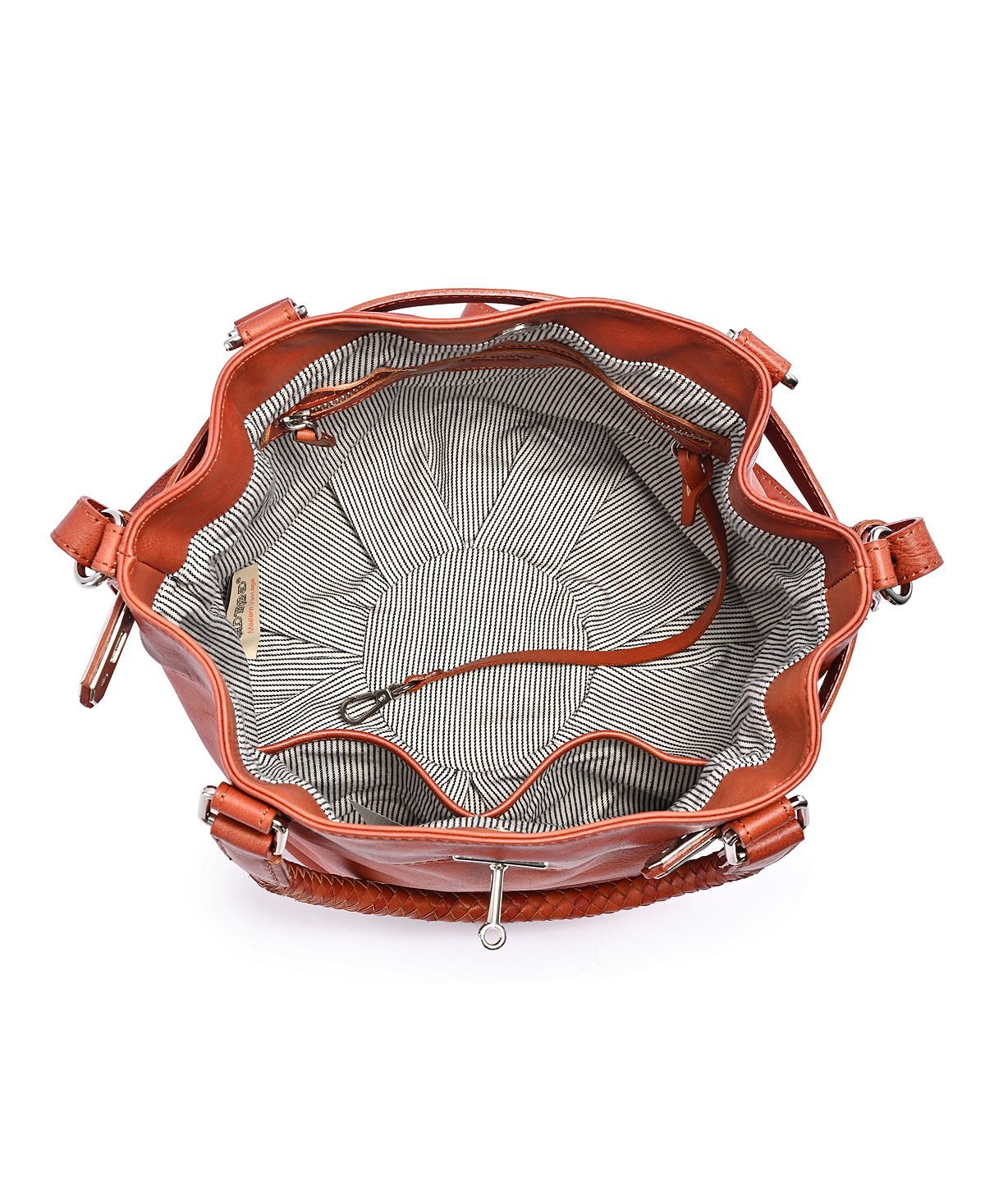 Women's bucket bag made of genuine leather with pumpkin OLD TREND