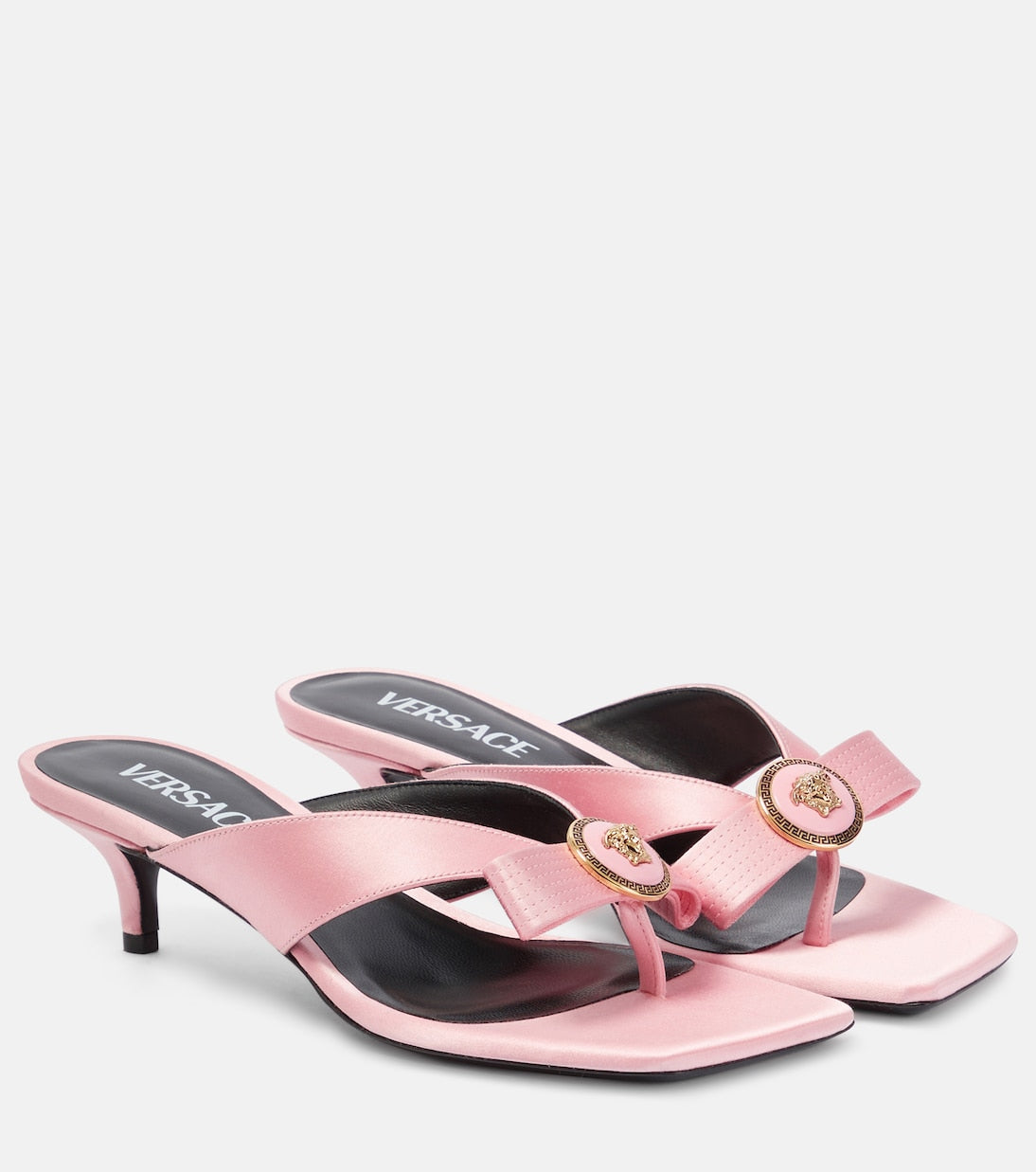 Versace medusa satin strappy sandals, pink