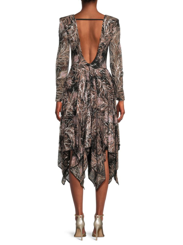 Silk midi dress with glitter Love Etro pattern, black