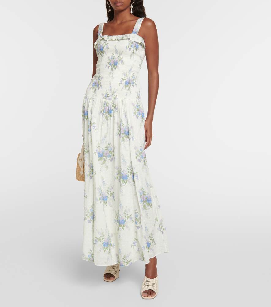 Bello ruched maxi dress LOVESHACKFANCY, white