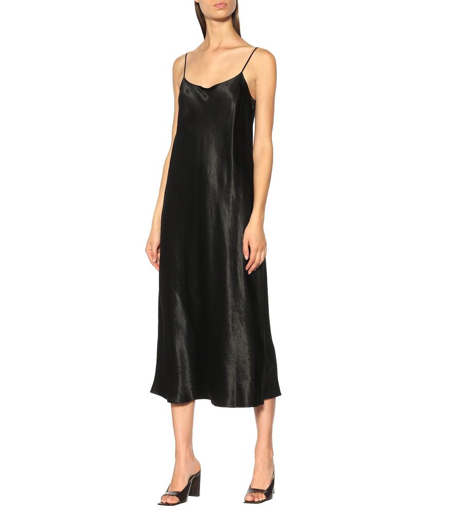 VINCE satin slip dress, black