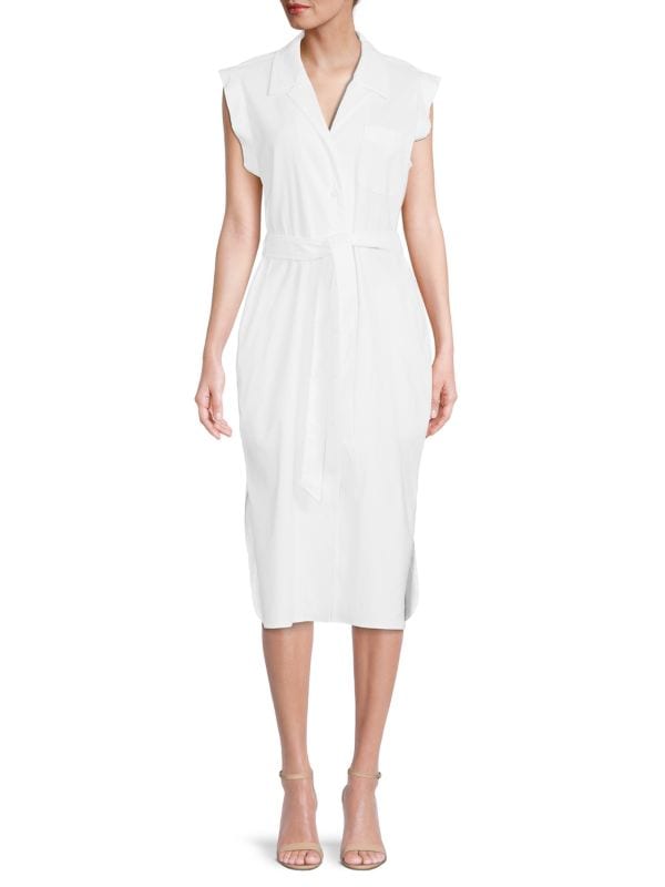 Rag & bone short sleeve shirt dress with helena belt, white