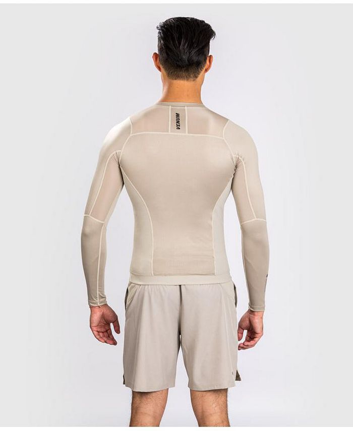 Venum Men's G-Fit Air Long Sleeve Rash Guard, Tan/Beige