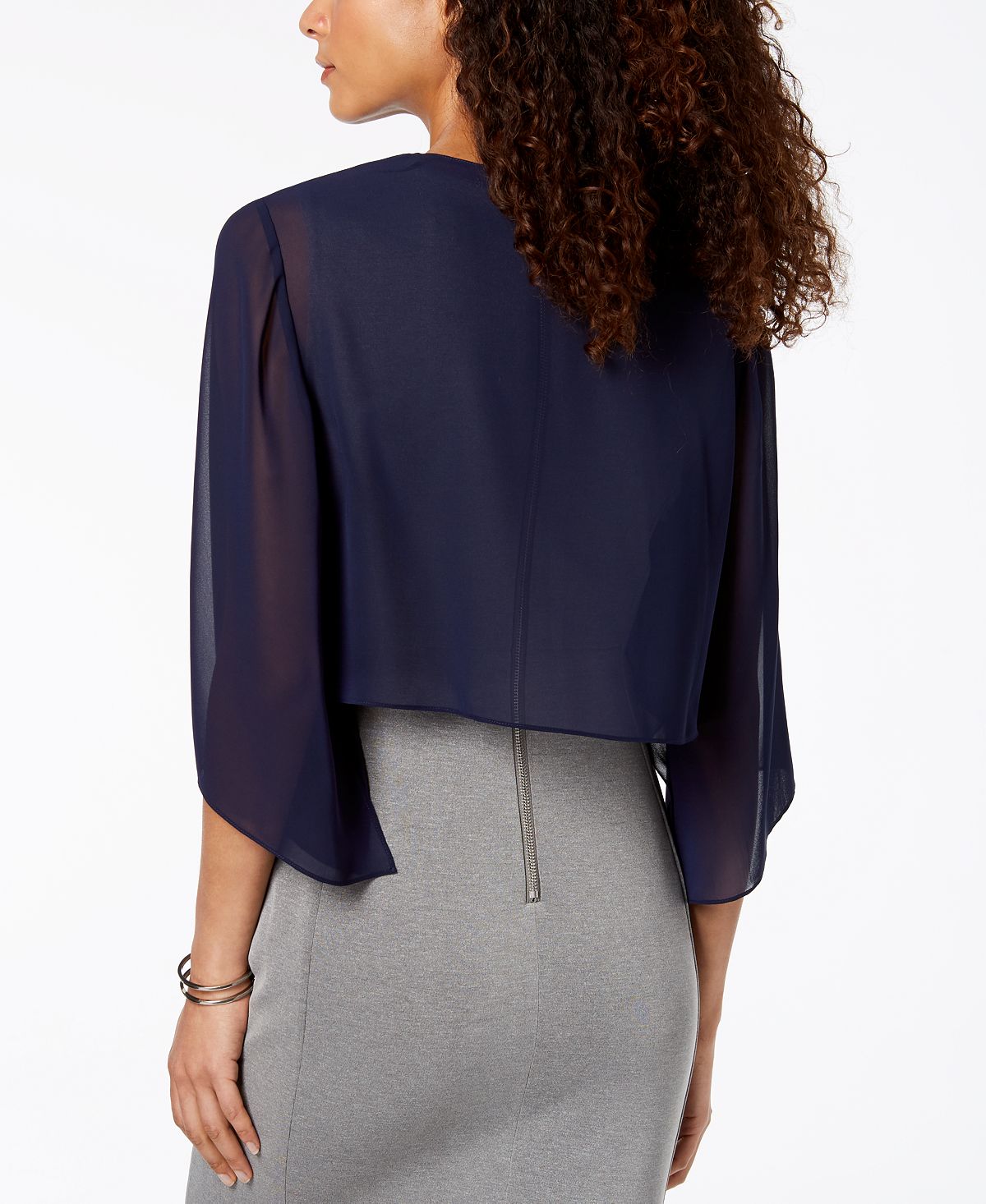 Alex Evenings chiffon cape, blue