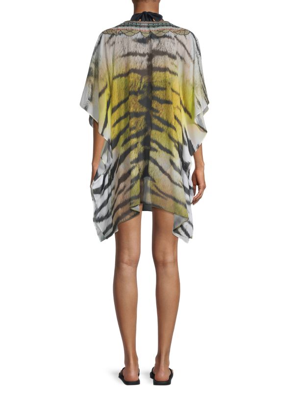 Ranee's White yellow tiger print cape