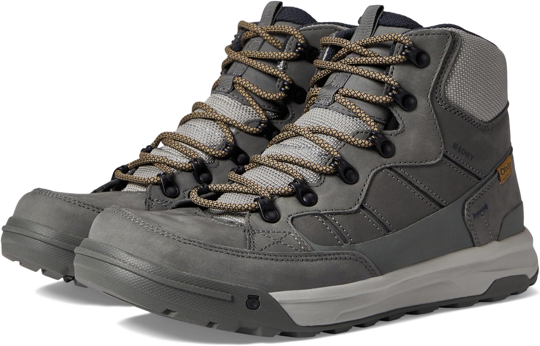 Burke Mid Leather B-Dry Oboz Hiking Shoes, Nimbus Gray