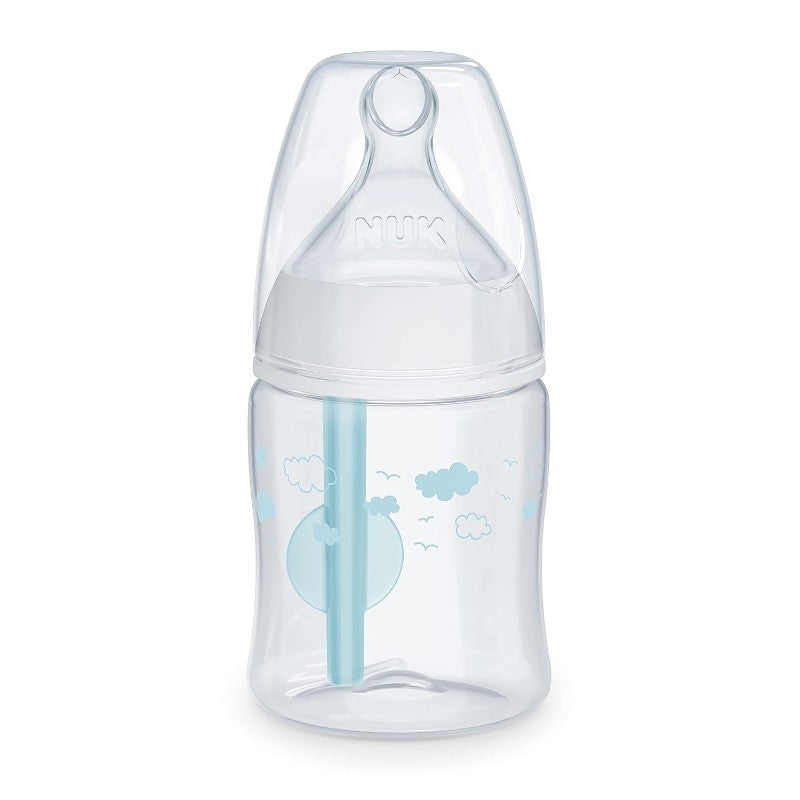 زجاجات الرضاعة 4 قطع، 150 مل لكل زجاجة، Nuk Smooth Flow Pro Anti Colic، شفاف/أزرق