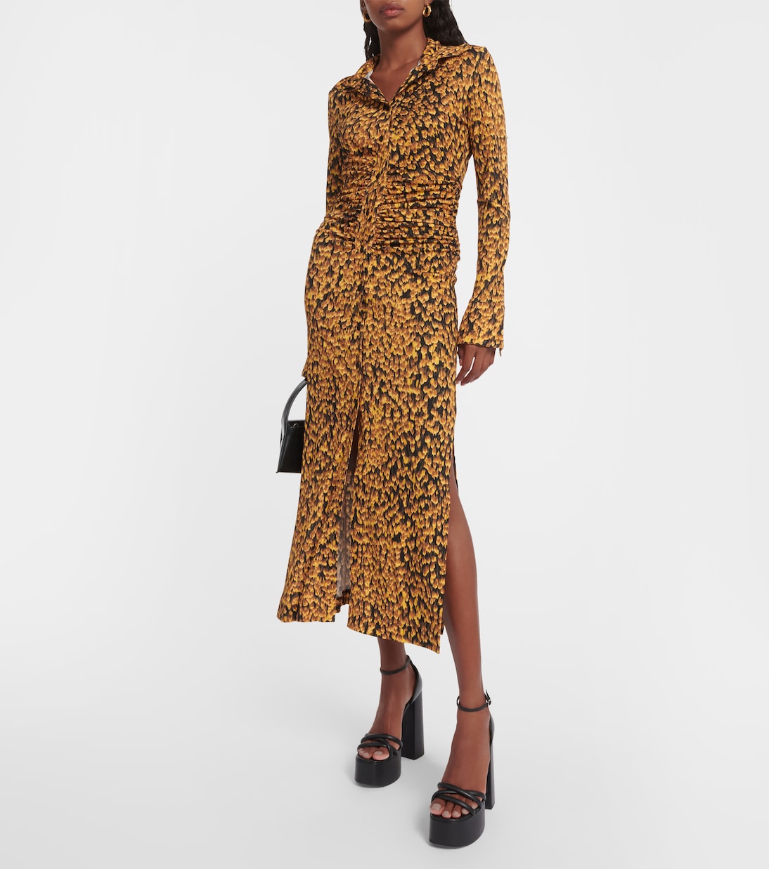 Claudia shirt dress with Altuzarra print, orange