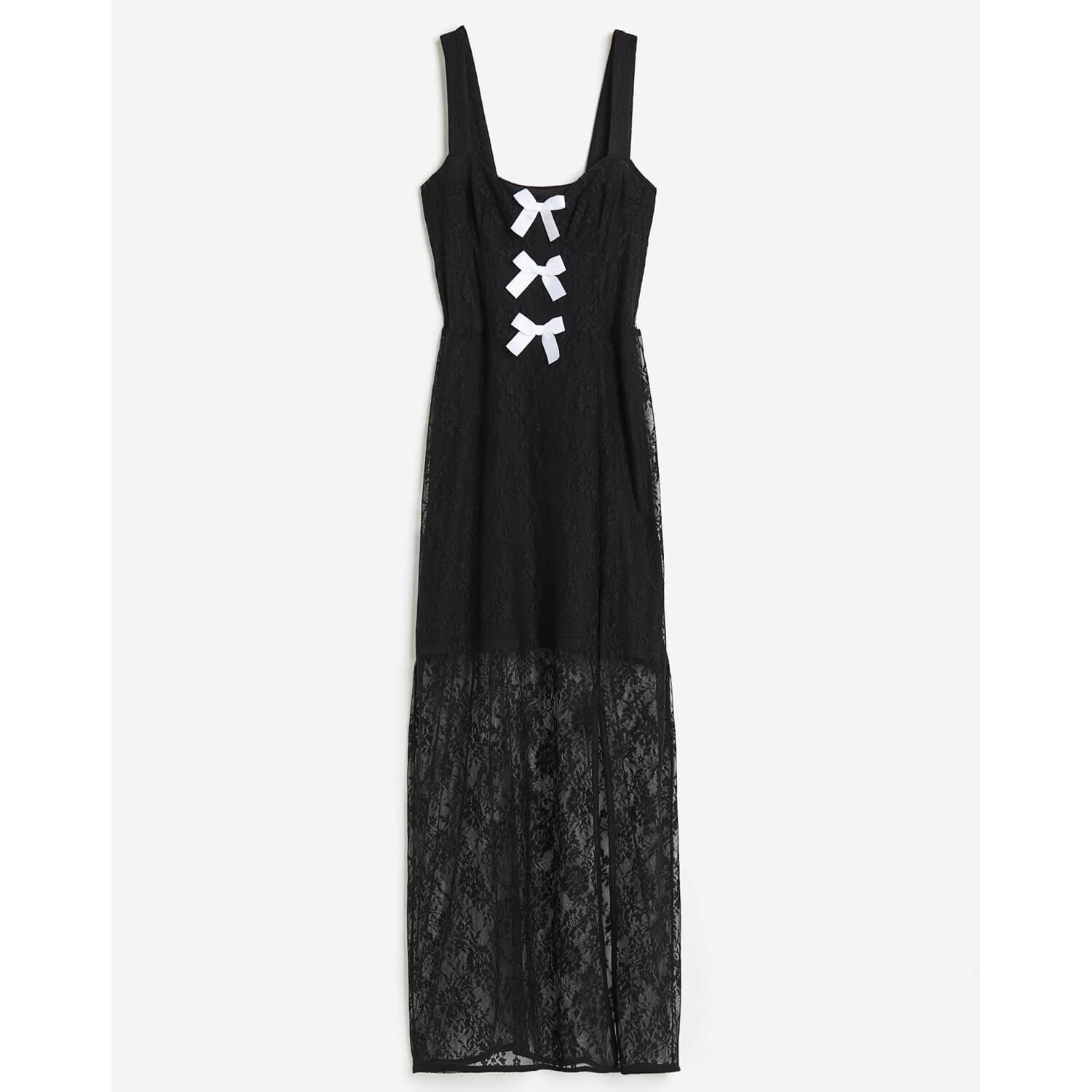 H&M Bow-detail Lace dress, black