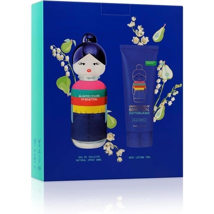 Benetton Sisterland Blue Neroli Gift Set for Women EDT 80ml + Body Lotion 75ml - Long Lasting - Young, Modern and Fresh Fragrance - Amber, Fruity and Lavender Notes - Ideal for Day Wear United Colors Of Benetton