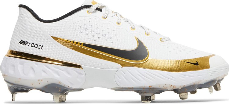 Nike Alpha Huarache Elite 3 Low 'White Metallic Gold' Boots, White