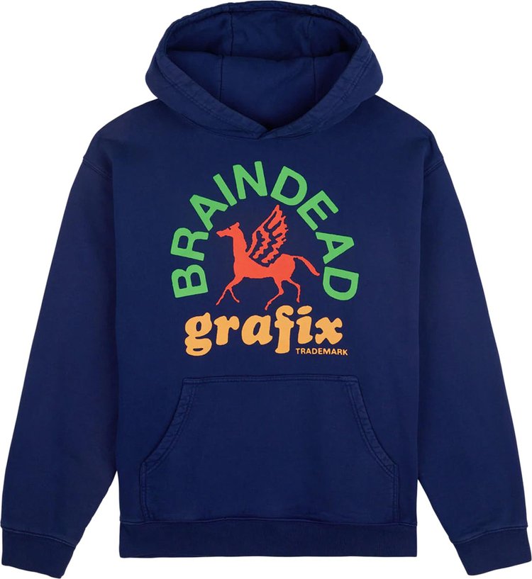 Brain Dead Grafix Hoodie 'Navy', blue