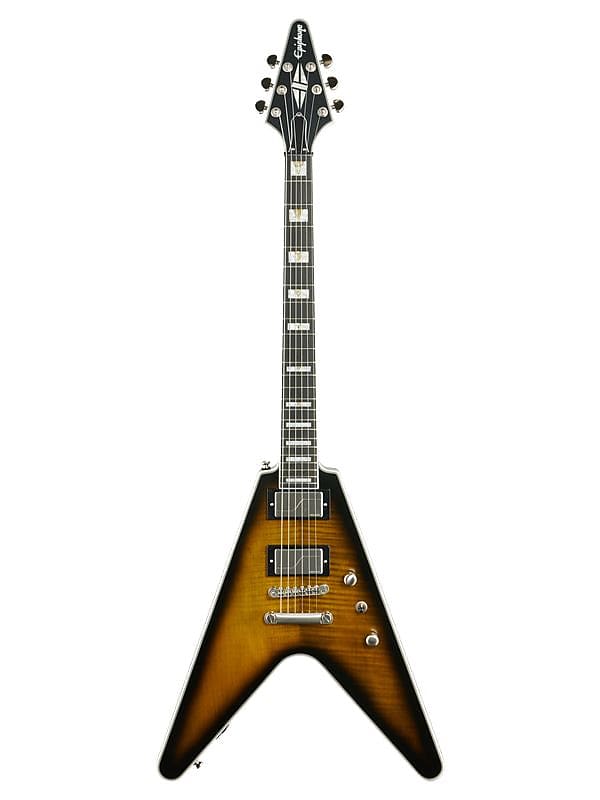 جيتار Epiphone Flying V Prophecy باللون الأصفر Tiger Aged Gloss EIVY YTABNH1