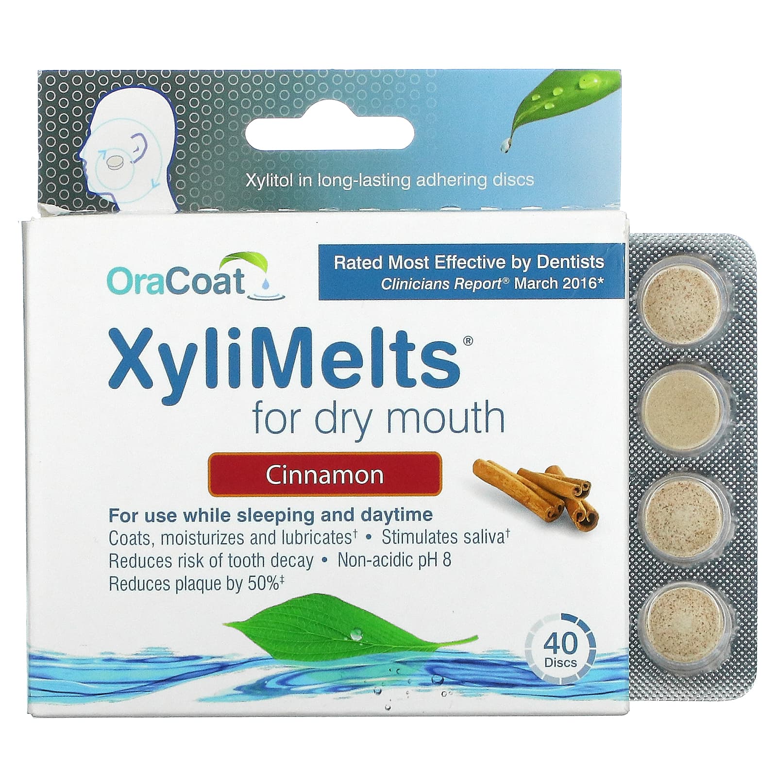 OraCoat XyliMelts for dry mouth, cinnamon, 40 melts