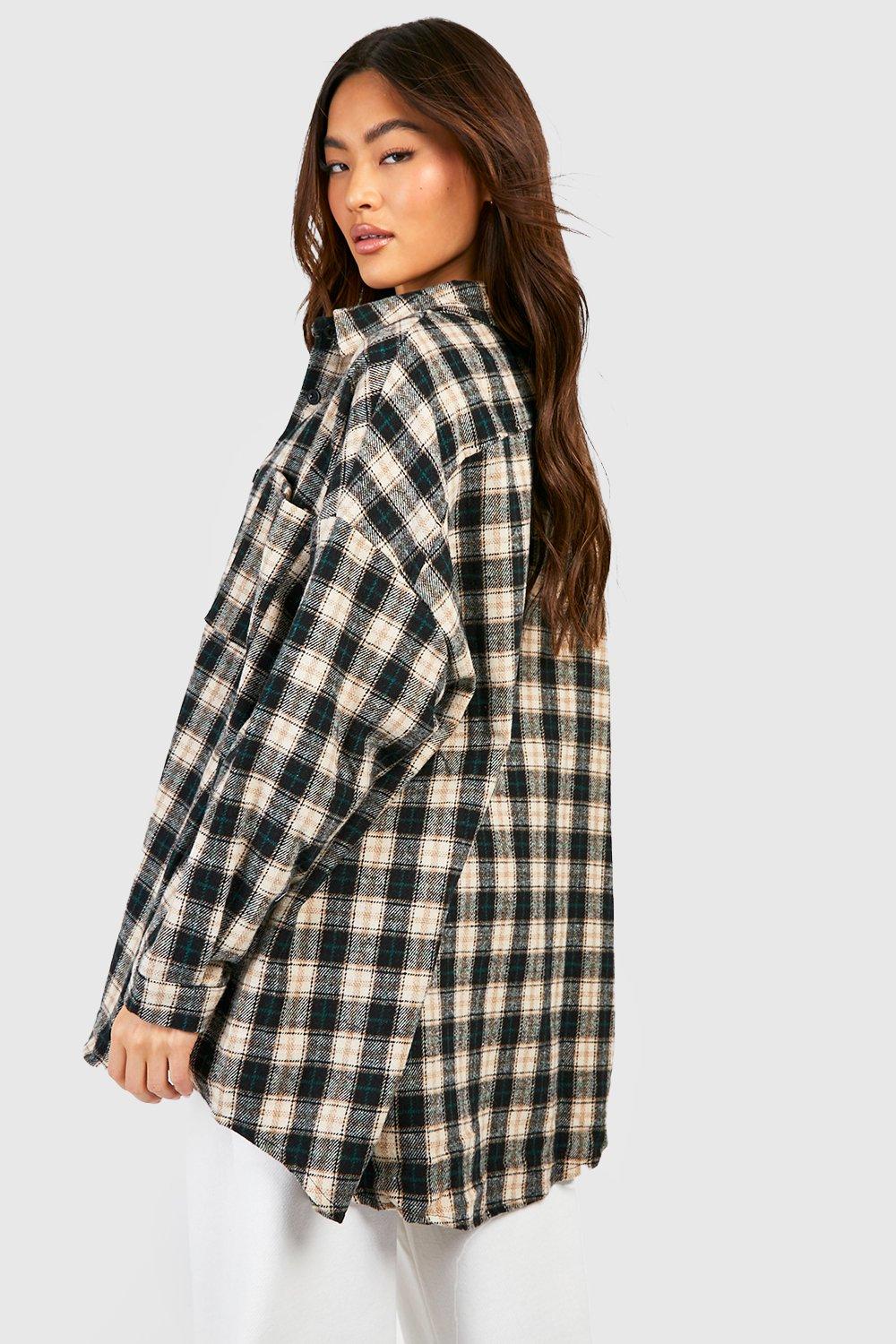 Boohoo Oversized Flannel Shirt, Black