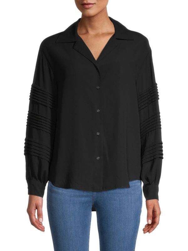 T Tahari Drop Shoulder Blouse, Black